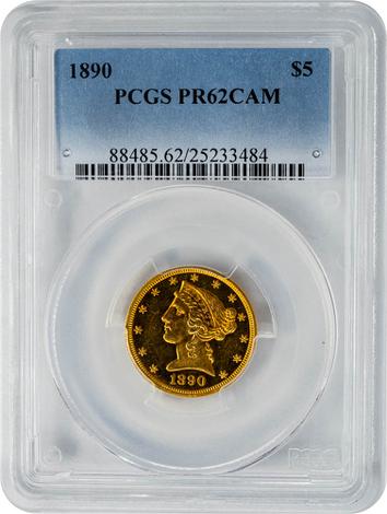 1890 $5 PR62CAM PCGS