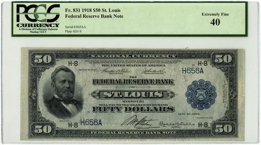 1918 FR. 831 $50 Federal Reserve Bank Note - St. Louis