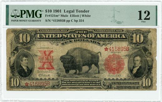 1901 FR.121m* $10 Legal Tender - Mule