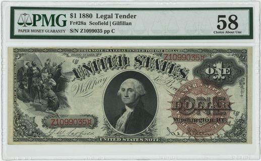 1880 FR. 28a $1 Legal Tender