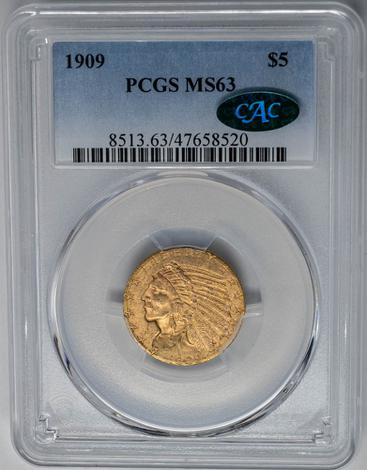 1909 $5 Indian