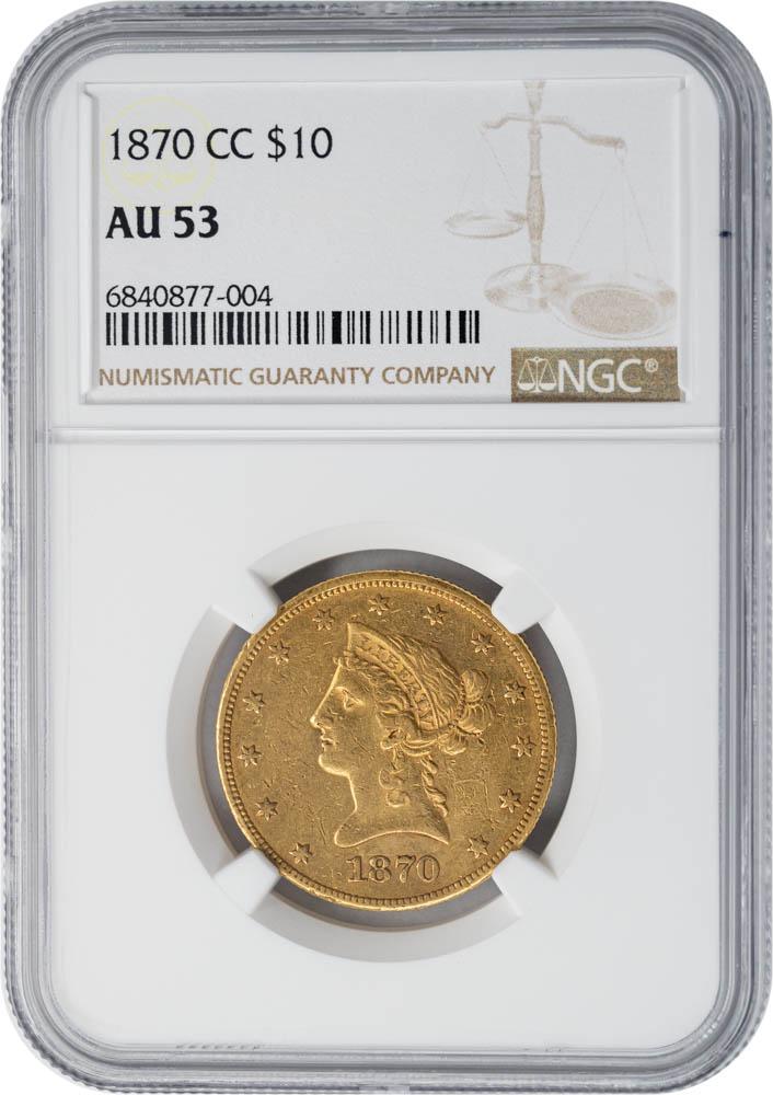 1870-CC $10 AU53 NGC