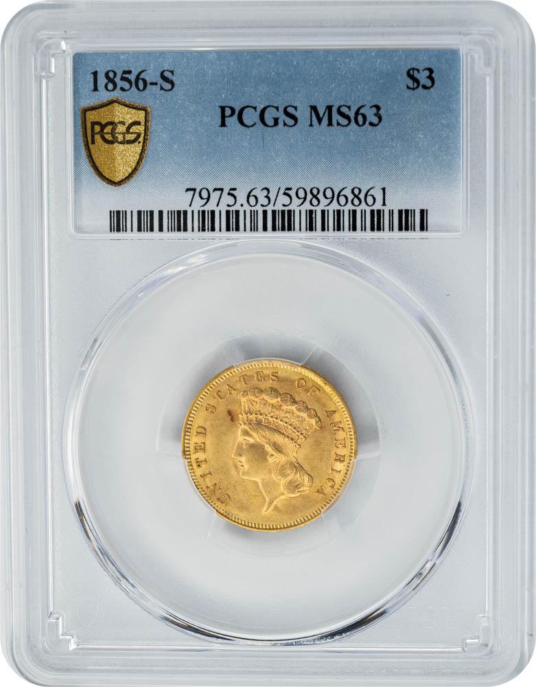 1856-S $3 MS63 PCGS