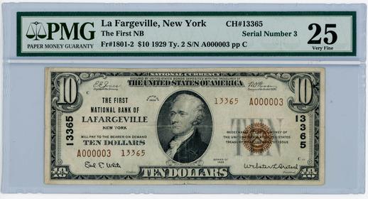 La Fargeville, NY $10 1929 FR. 1801-2