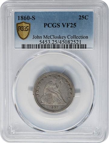 1860-S Seated Liberty 25c