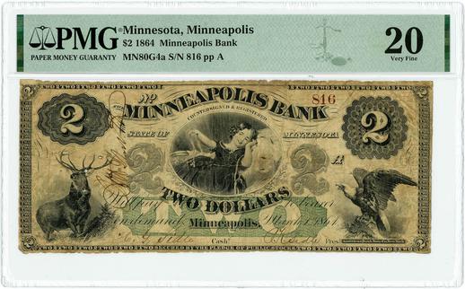 1864 $2 Minnesota, Minneapolis