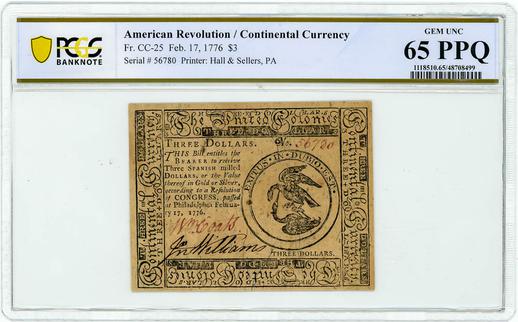 American Revolution / Continental Currency $3