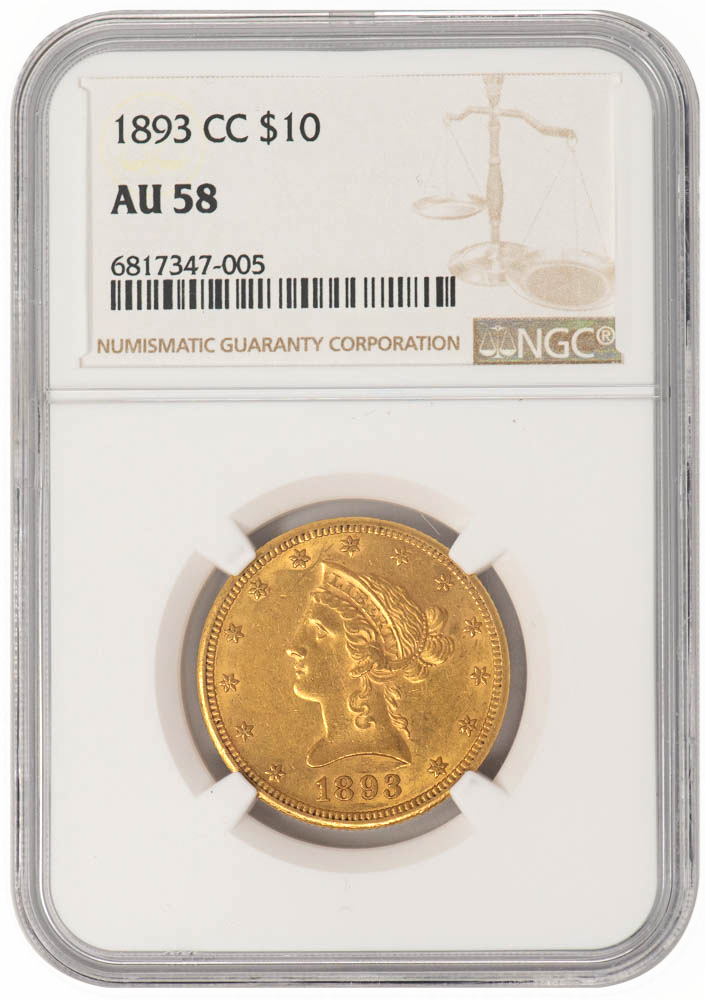 1893-CC $10 AU58 NGC