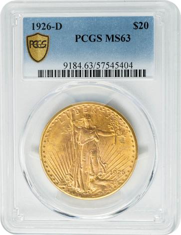 1926-D $20 MS63 PCGS