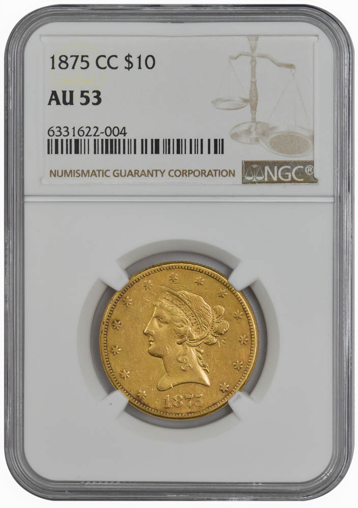 1875-CC $10 AU53 NGC