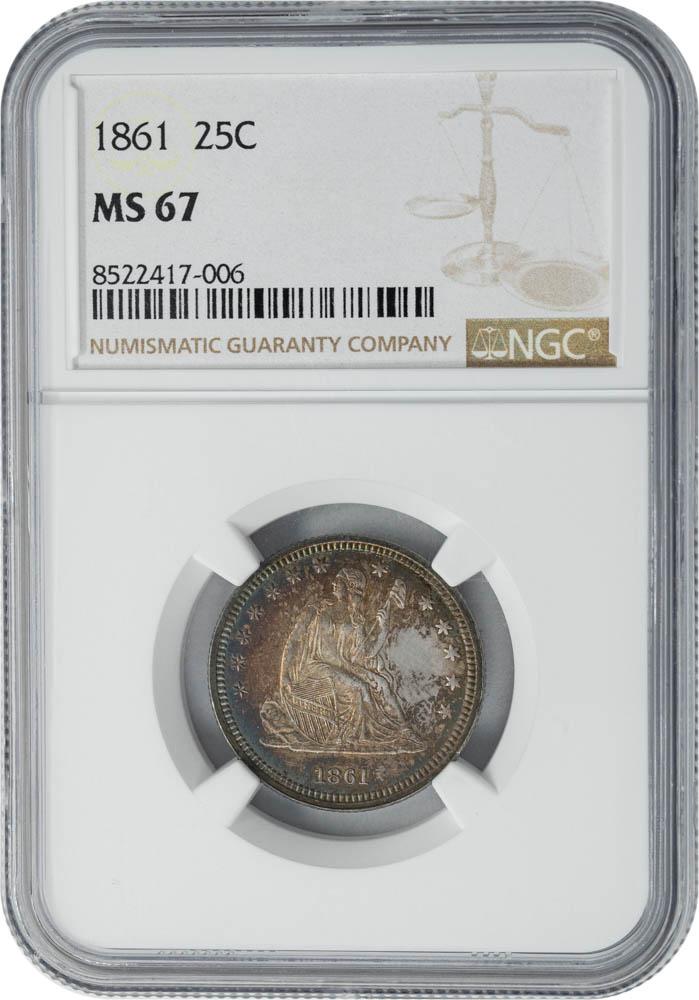 1861 25C MS67 NGC