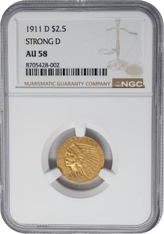 1911-D $2.5 Indian - Strong D