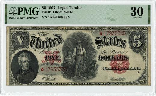 1907 FR.90* $5 Legal Tender