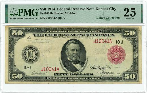 1914 FR.1021b $50 Federal Reserve Note - Kansas City