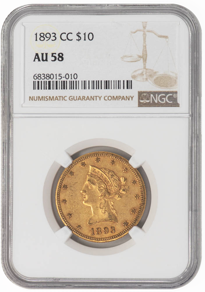 1893-CC $10 AU58 NGC