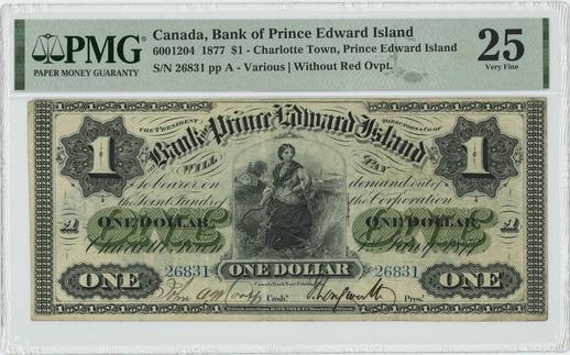 1877 Canada, Bank of Prince Edward Island $1